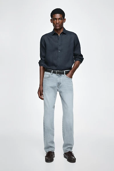 Tapered fit cotton jeans