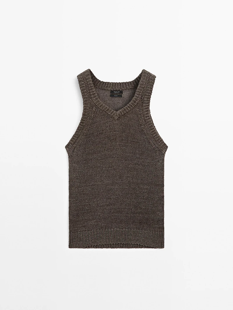 100% linen knit top