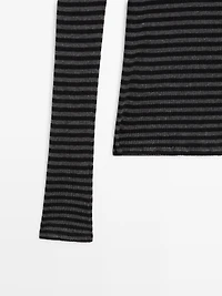 Striped long sleeve T-shirt with trim detail