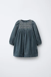 EMBROIDERED VELVET DRESS