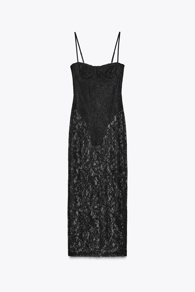 ROBE MIDI DENTELLE À ARMATURES