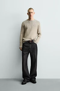 PRINTED TEXT RIBBED JUMPER
