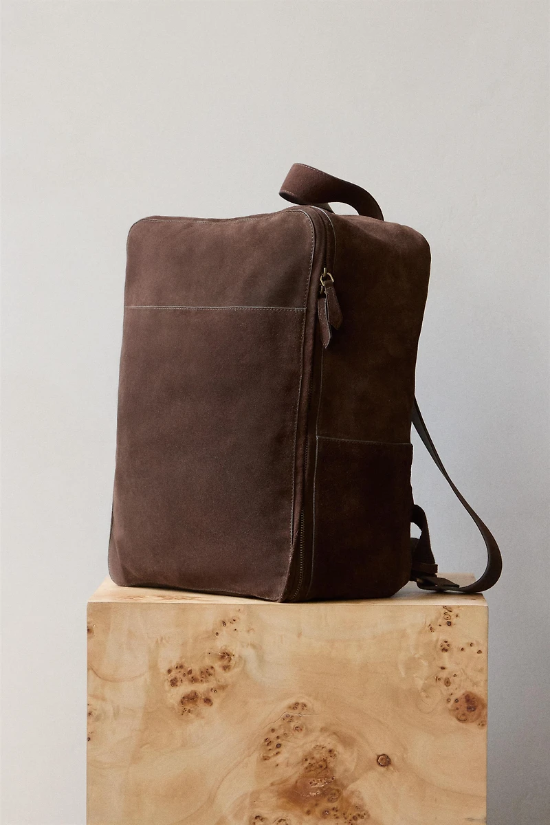 SPLIT SUEDE LEATHER BACKPACK