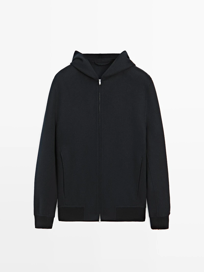 Veste à capuche en laine mélangée