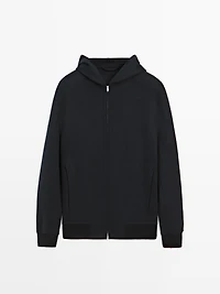 Veste à capuche en laine mélangée