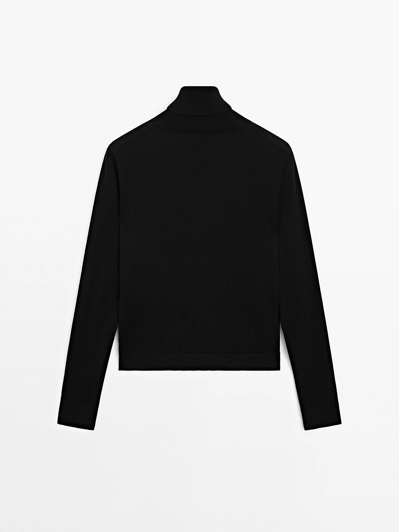 High neck wool blend sweater