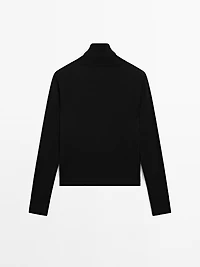 High neck wool blend sweater