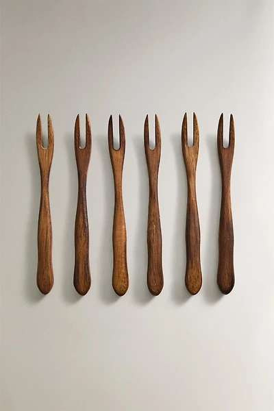 WOODEN APPETISER FORK PACK (PACK OF 6)