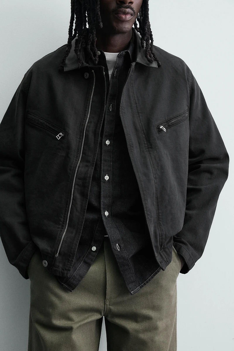 CONTRAST COLLAR DENIM JACKET