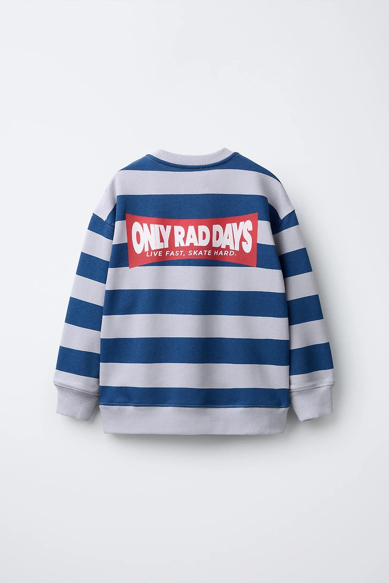 STRIPED TEXT SWEATSHIRT