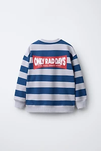 STRIPED TEXT SWEATSHIRT
