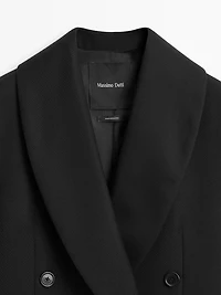 Manteau long croisé 100 % laine
