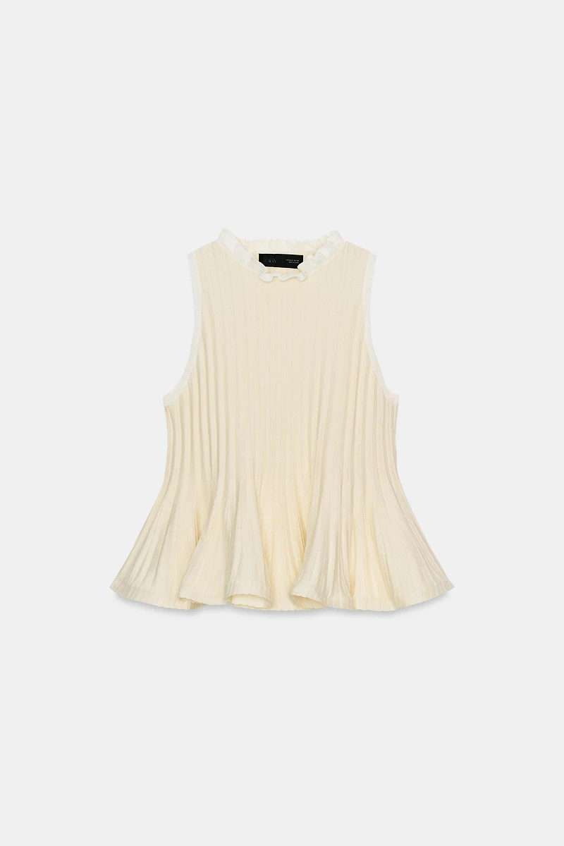 RIB KNIT PEPLUM TOP