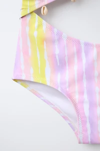6-14 YEARS/ TIE DYE SWIMSUIT WITH SHELL CUT OUT