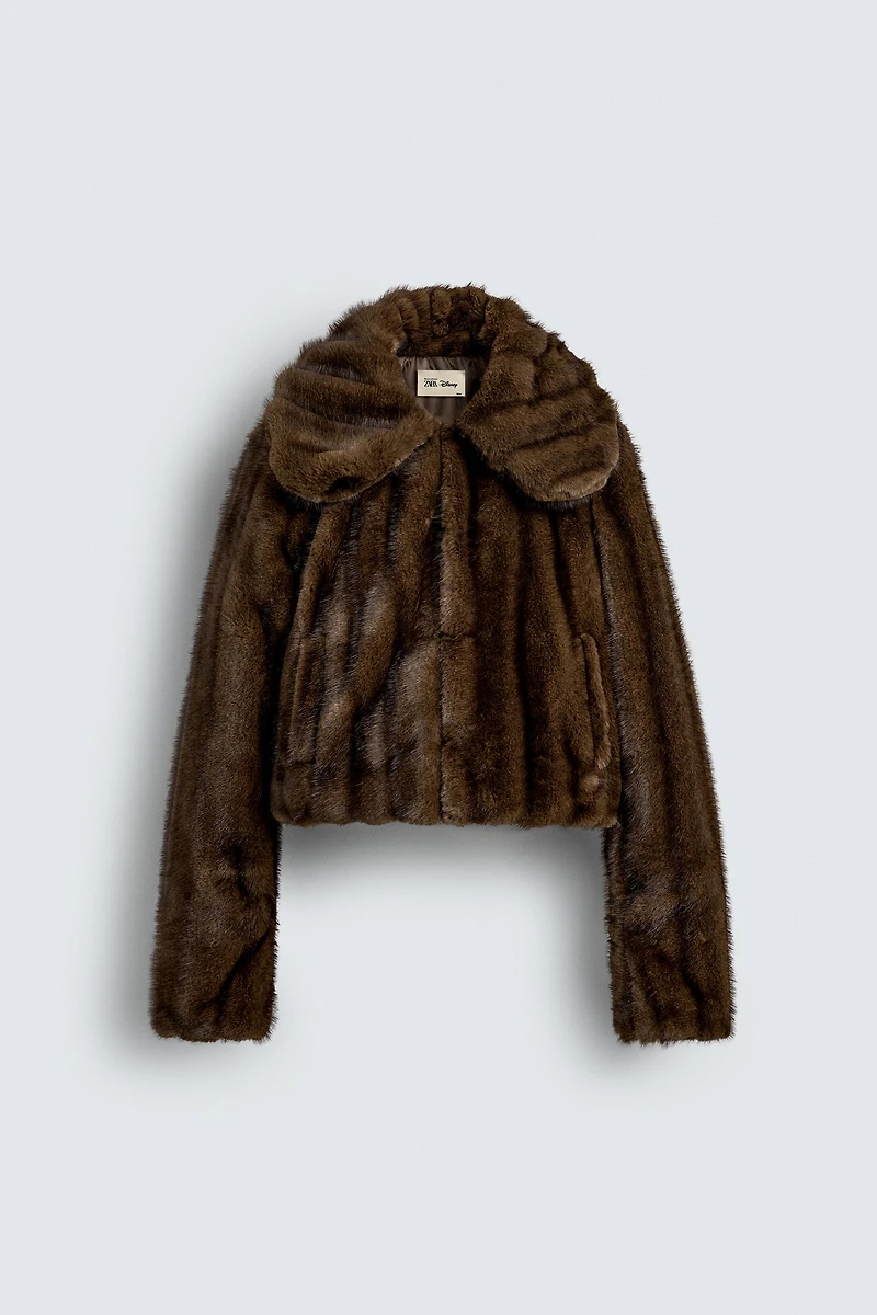 CROPPED FIT FAUX FUR JACKET HARRY LAMBERT FOR ZARA X DISNEY