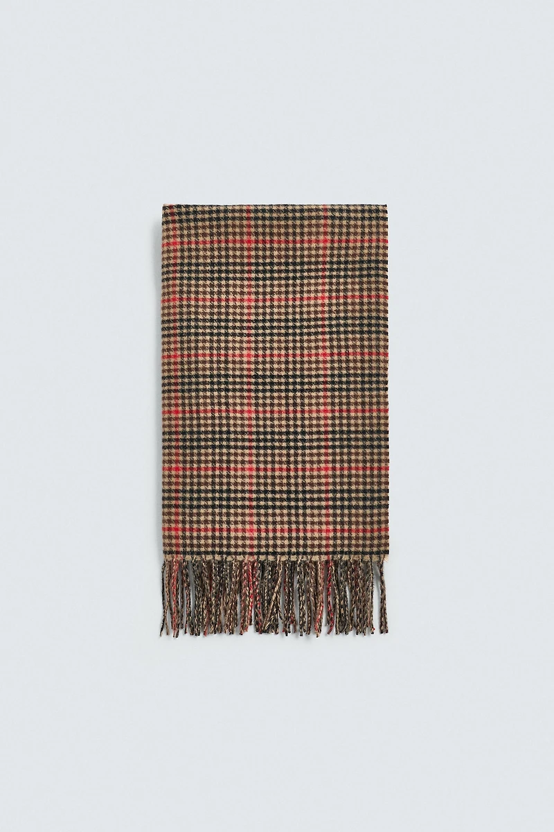 PLAID FRINGE SCARF
