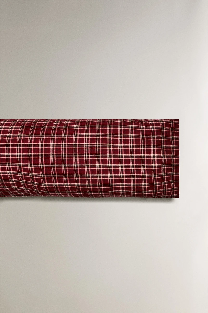RED CHECK CHRISTMAS FLANNEL PILLOWCASE