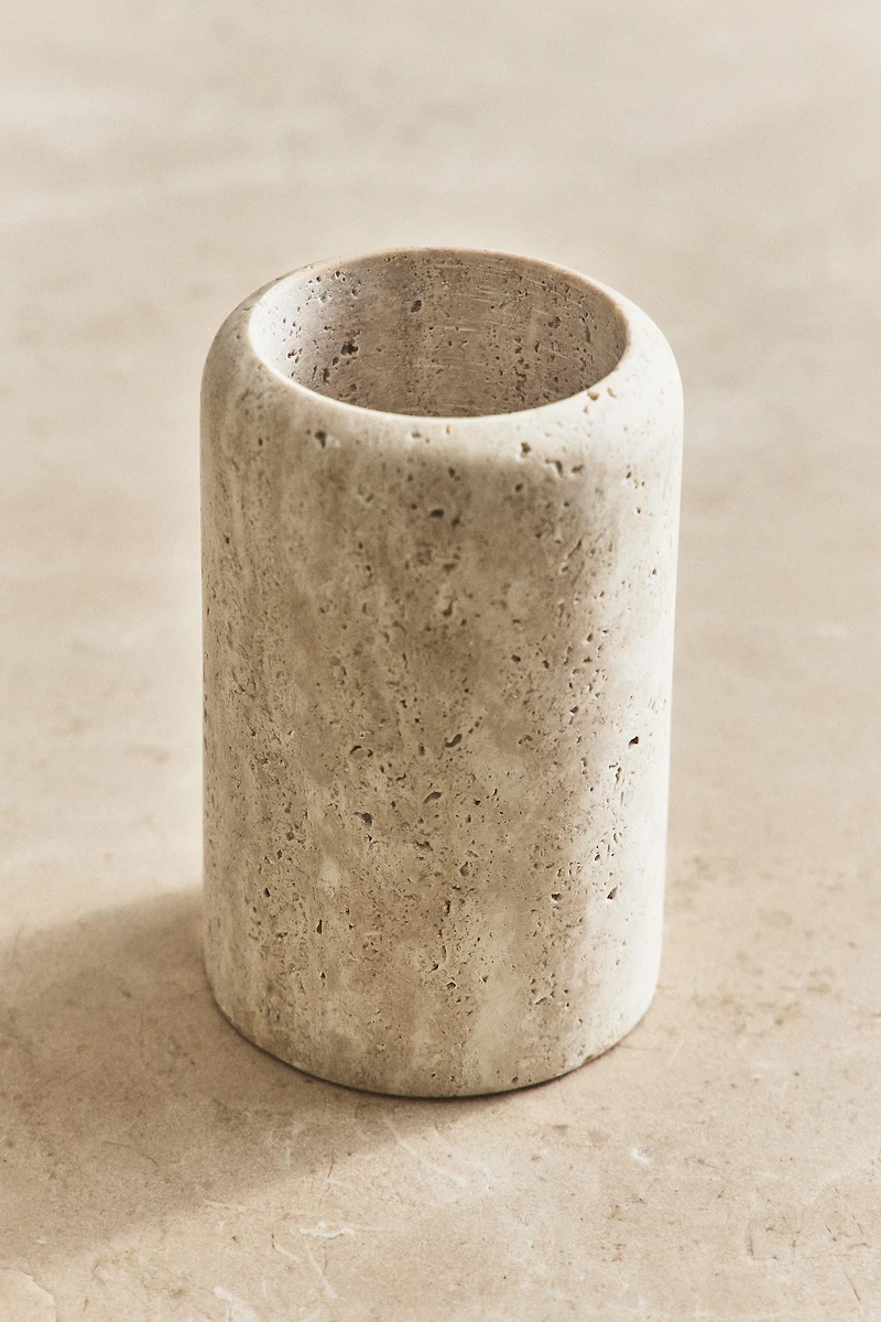 BEIGE MARBLE TOOTHBRUSH TUMBLER