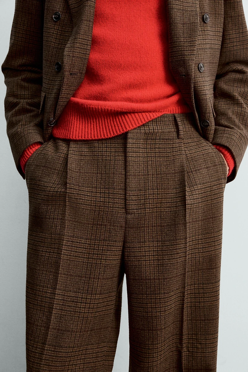 PANTALON À PLIS DE COSTUME CARREAUX