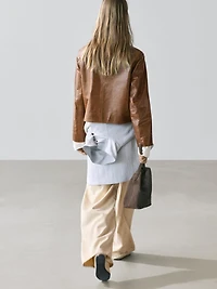 Cropped nappa leather jacket