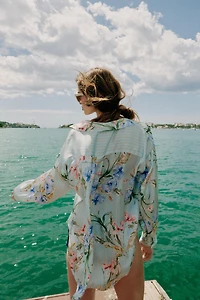 FLORAL PRINT SATIN EFFECT SHIRT