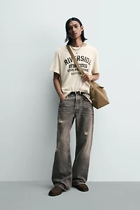 RELAXED FIT WASHED TEXT T-SHIRT