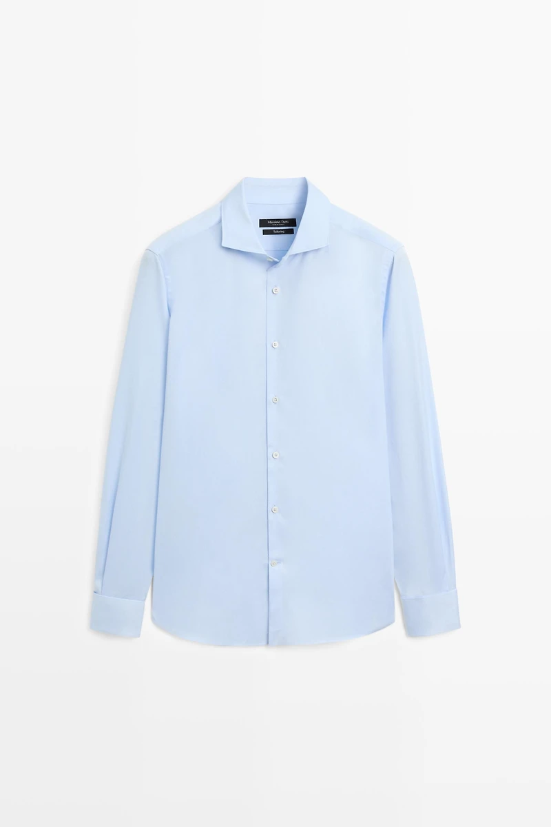 Slim fit 100% cotton shirt with double cuffs