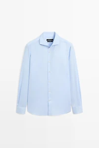 Slim fit 100% cotton shirt with double cuffs