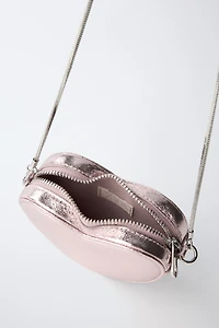 METALLIC HEART CROSSBODY BAG