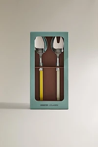 SALAD FLATWARE SET WITH STRIPED HANDLE (SET OF 2) X COLLAGERIE