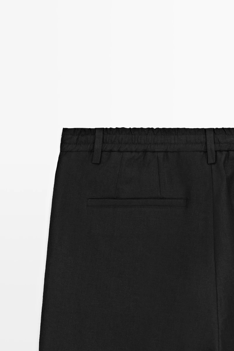 Pantalon straight 100 % lin