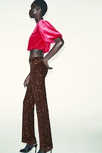 LEGGING FLARE EN VELOURS ET PAILLETTES