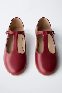 T-STRAP LEATHER BALLET FLATS