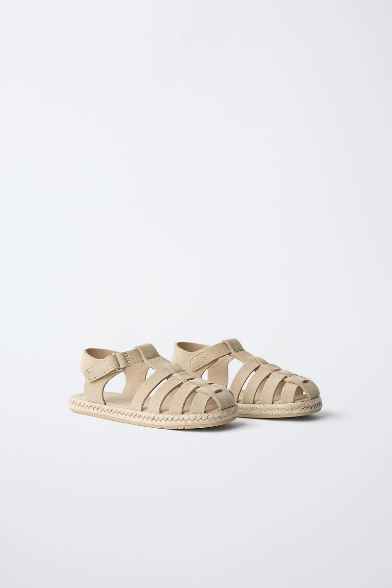 LEATHER JUTE FISHERMAN SANDALS