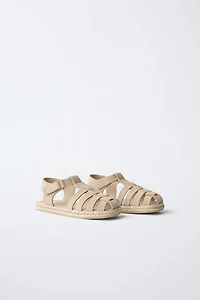 LEATHER JUTE FISHERMAN SANDALS