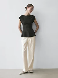 Knit top with crew neck