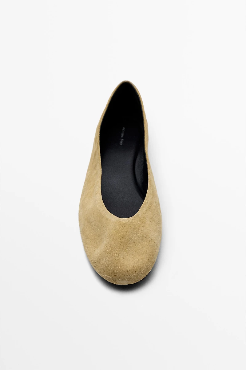 Split leather ballet flats