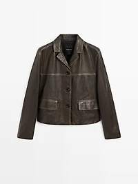 Veste à rabat en cuir nappa