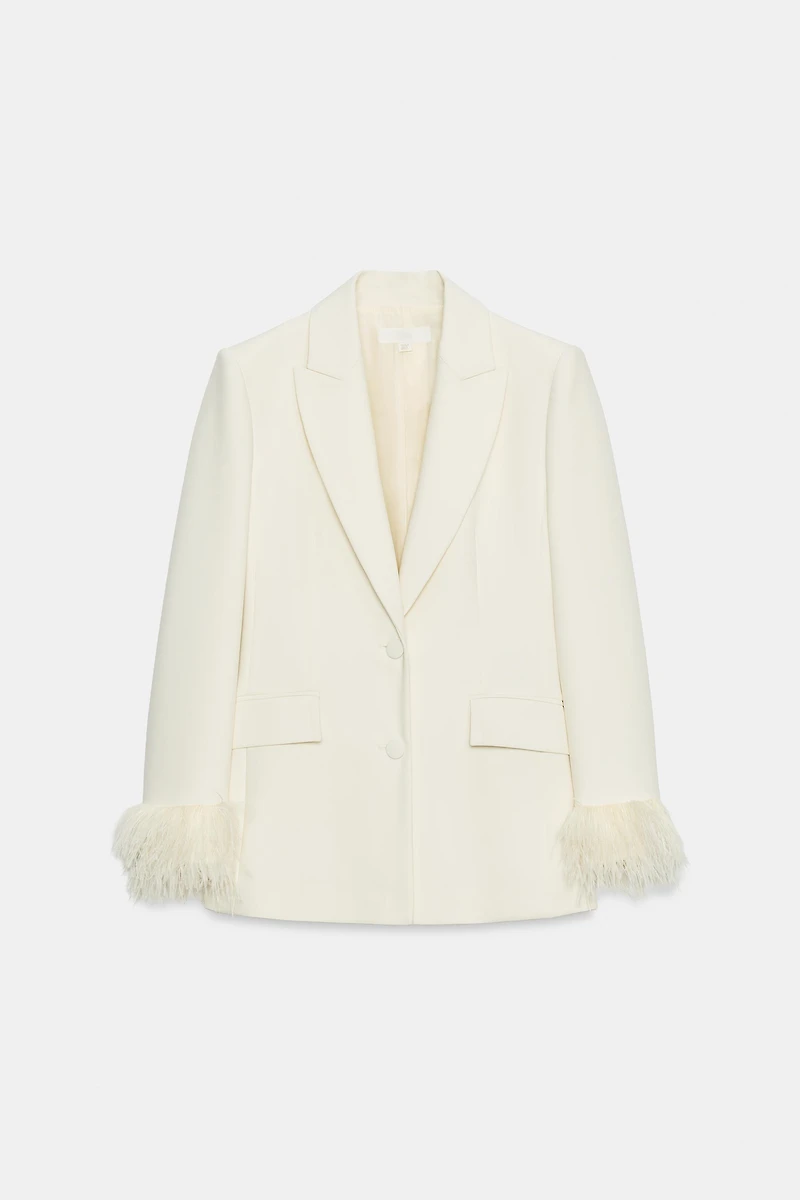 BLAZER WITH FEATHER CUFFS