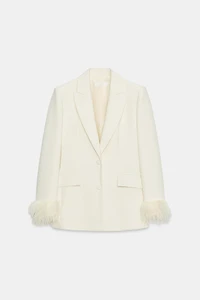 BLAZER WITH FEATHER CUFFS