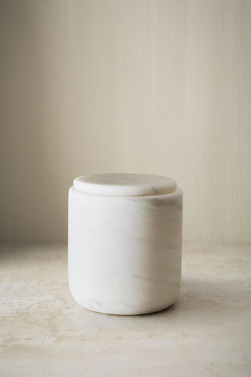 WHITE MARBLE BATHROOM ORGANIZER JAR