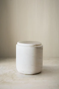 WHITE MARBLE BATHROOM ORGANIZER JAR