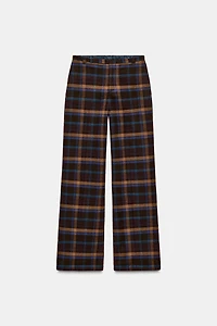 PLAID WOOL BLEND PANTS