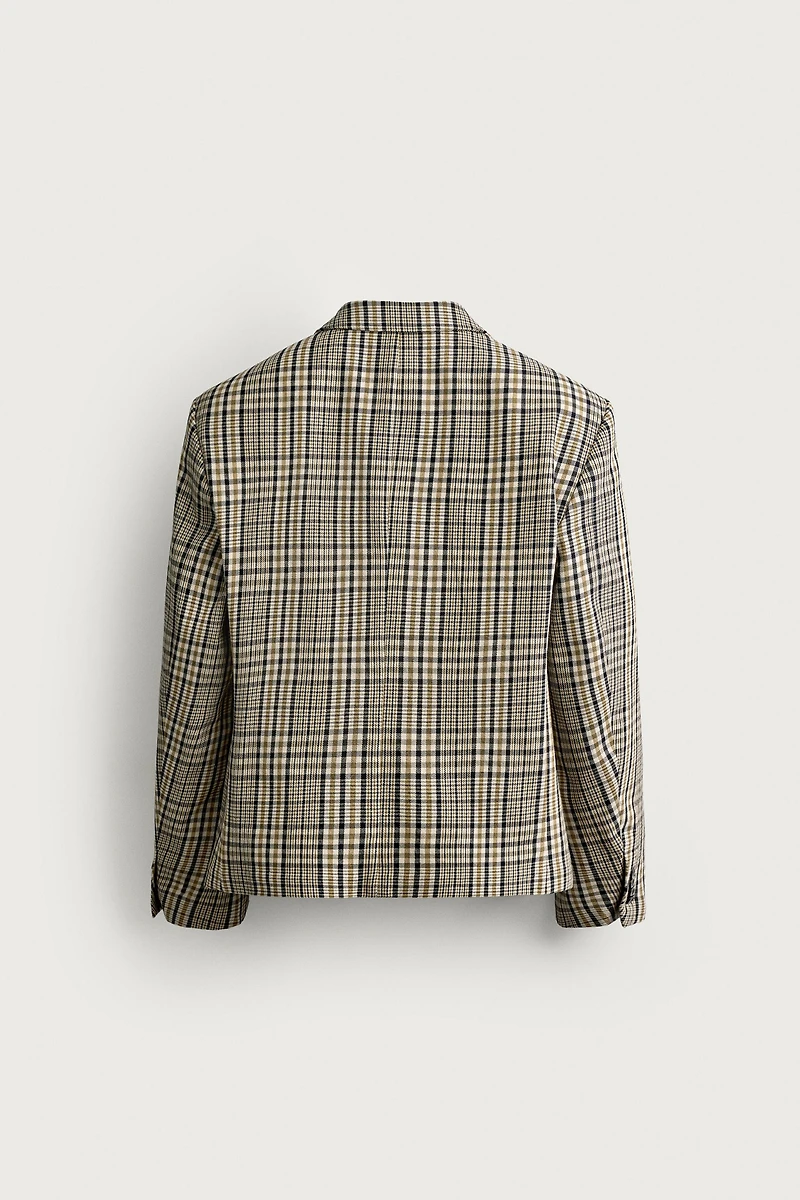 PLAID BOXY FIT BLAZER