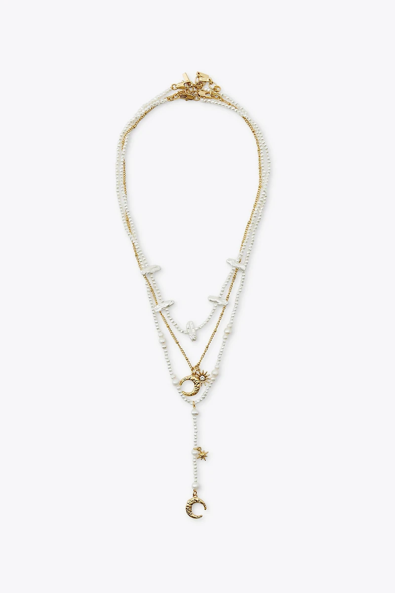 3-PACK PEARL SUN MOON NECKLACES