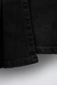PLEATED DENIM SKORT