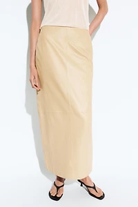 Nappa leather midi skirt