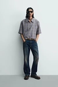 PLAID ZIP POLO SHIRT