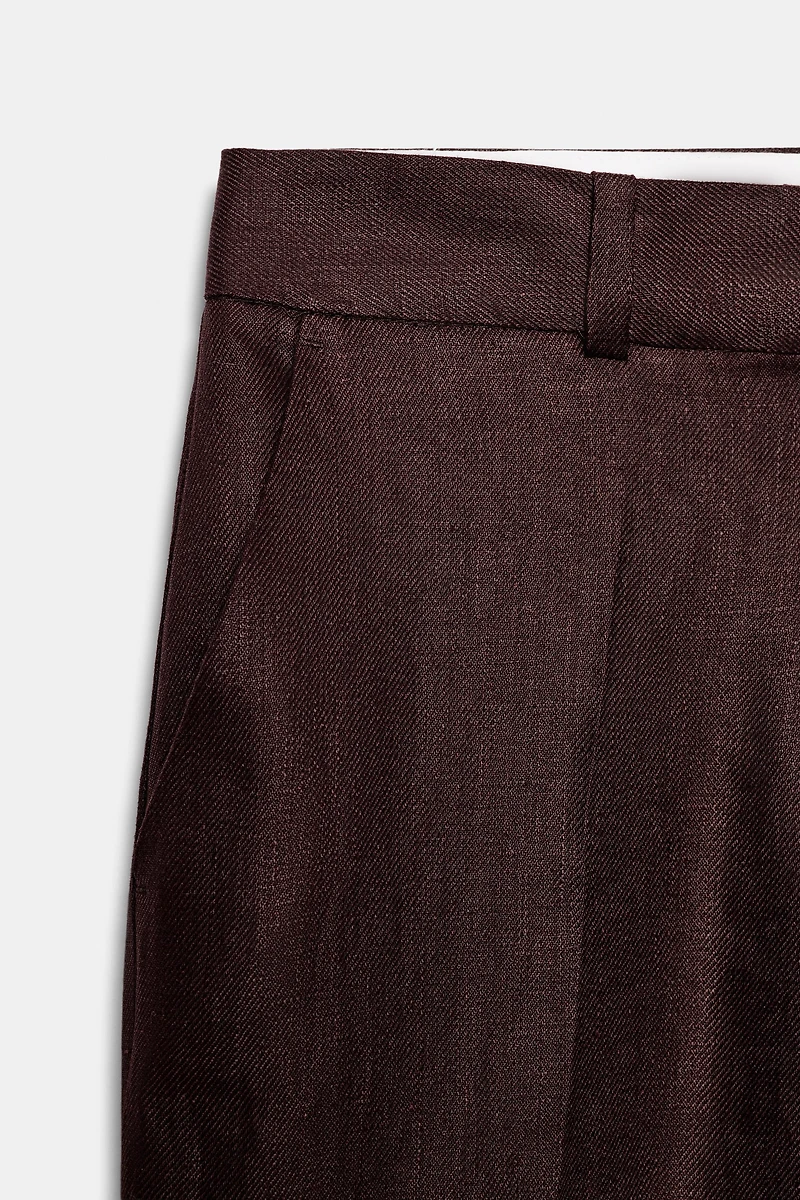100% LINEN STRAIGHT LEG PANTS