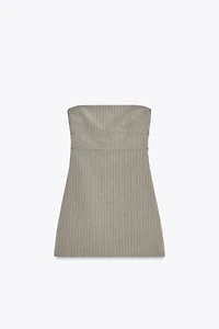 STRAPLESS PINSTRIPE DRESS
